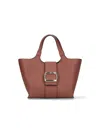 Roger Vivier Mini Tote Bag With Iconic Gold Buckle In Brown
