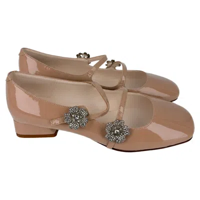 Pre-owned Roger Vivier Mini Très Vivier Mary Jane Pumps In Beige Patent Leather In Multi