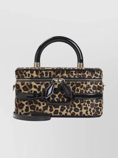 Roger Vivier Mini Vanity Bag With Top Handle And Strap In Neutral