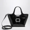 Roger Vivier Mini Viv'' Choc Black Leather Shopping Bag