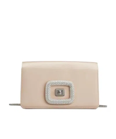 Roger Vivier Viv' Choc Jewel Mini Bag In Satin In Nude