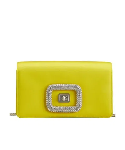 Roger Vivier Viv' Choc Jewel Mini Bag In Satin In Yellow
