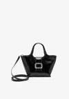 Roger Vivier Mini Viv Chock Tote Bag In Patent In Black