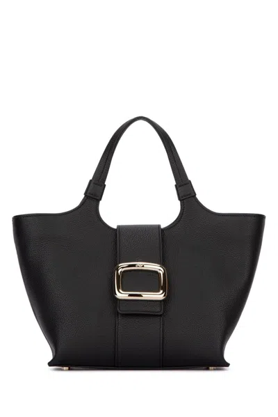 Roger Vivier Glossy Finish Structured Tote Bag With Buckle In Black