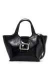 Roger Vivier Mini Viv Chock Tote Bag In Patent In Black
