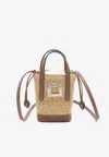 Roger Vivier Mini Viv' Skate Raffia Bucket Bag In Sand