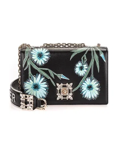 Roger Vivier Miss Vivier Blossom Crossbody Bag In Black