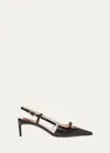 Roger Vivier 55mm Mini Buckle Leather Slingbacks In Black