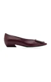 Roger Vivier Gommettine Ballerina In Mosto-coloured Leather In Animal Print