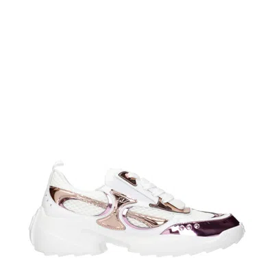 Roger Vivier Motor Sneakers Women White/rose Metallic Fabric In Multi