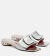 Roger Vivier Strass Heel Flat Mules In Nappa Leather In Argento