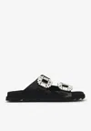 Roger Vivier Slidy Viv Black Slides In Black
