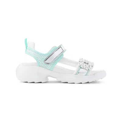 Roger Vivier Multicolor Viv On The Run Leather Sandals In White