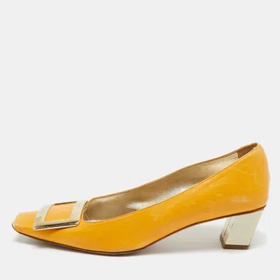 Roger Vivier Mustard Yellow Leather Belle Vivier Pumps
