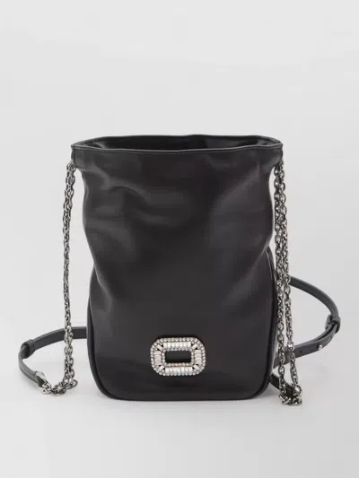Roger Vivier Nano Pilgrim Crossbody Bag Crystal Buckle In Black
