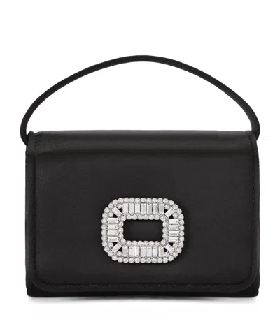 Roger Vivier Nano Satin Pilgrim Bag In Black