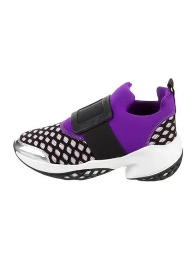 Pre-owned Roger Vivier Neoprene Graphic Print Sneakers W/ Tags In Purple