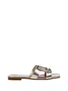 Roger Vivier 10mm Metallic Leather Flats Sandals In Neutral