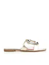 Roger Vivier 10mm Metallic Leather Flats Sandals In Gold