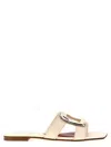 Roger Vivier 5mm New Metal Buckle Leather Slides In White