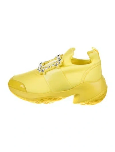 Pre-owned Roger Vivier Nylon Crystal Embellishments Chunky Sneakers In Yellow