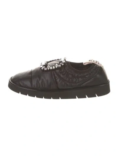 Pre-owned Roger Vivier Nylon Crystal Embellishments Oxfords In Brown