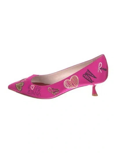 Pre-owned Roger Vivier Nylon Printed Pumps In Pink
