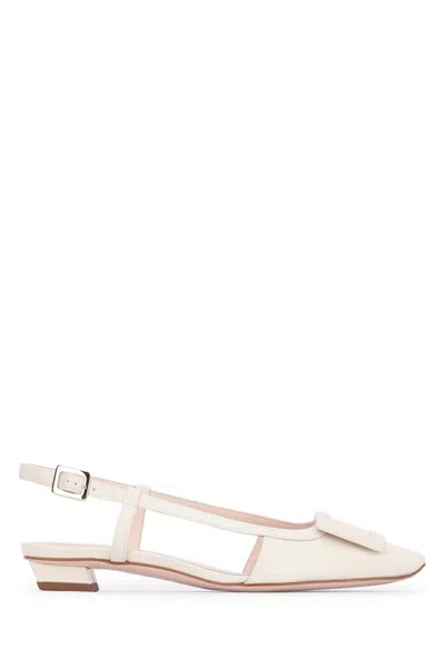 Roger Vivier Off White Slingback Ballet Flats