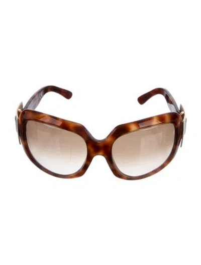 Pre-owned Roger Vivier Oversize Tinted Sunglasses In Brown
