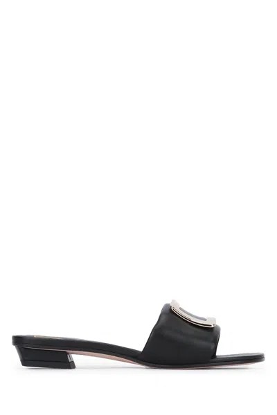 Roger Vivier Padded Leather Mule Heel In Black