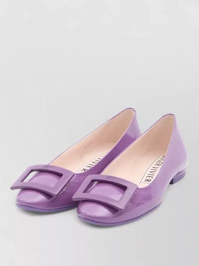 Roger Vivier Patent Ballerinas Round Toe Rubber Sole Buckle In Purple