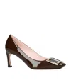 Roger Vivier Patent Belle Vivier Pumps 70 In Brown
