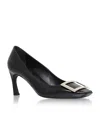 Roger Vivier Belle Vivier T.70 Black Calfskin Pumps With Metal Buckle In Black