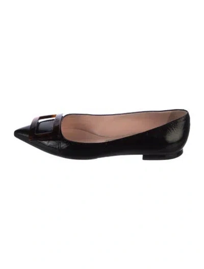 Pre-owned Roger Vivier Patent Leather Ballet Flats In Black