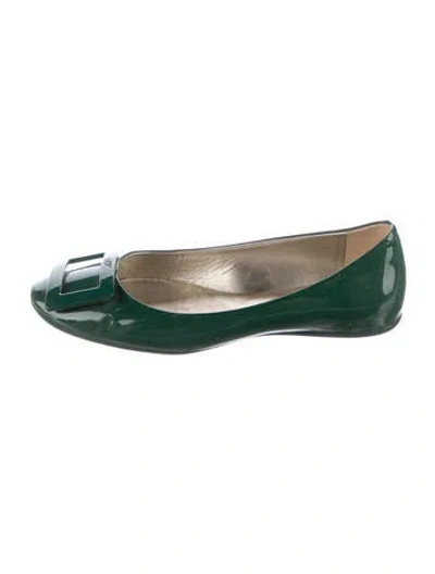 Pre-owned Roger Vivier Patent Leather Ballet Flats In Green