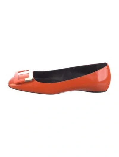 Pre-owned Roger Vivier Patent Leather Ballet Flats In Orange