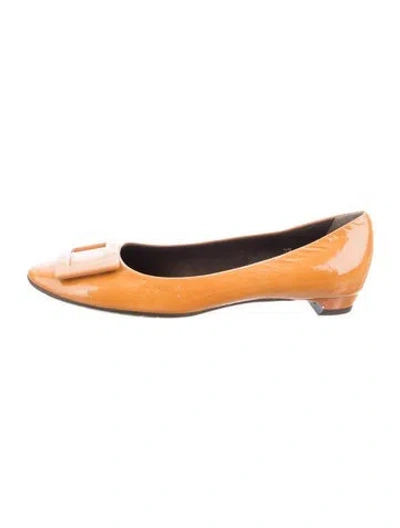 Pre-owned Roger Vivier Patent Leather Ballet Flats In Orange