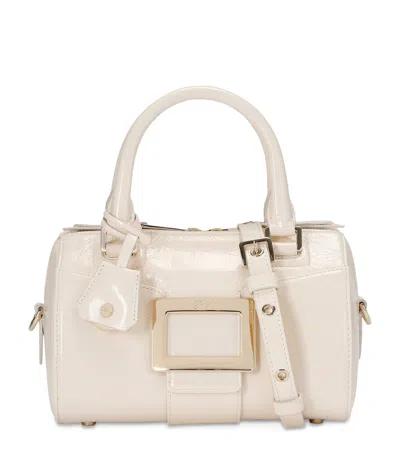 Roger Vivier Patent Leather Belle Vivier Top-handle Bag In Beige