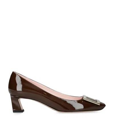 Roger Vivier Patent Leather Belle Vivier Trompette Pumps 45 In Brown