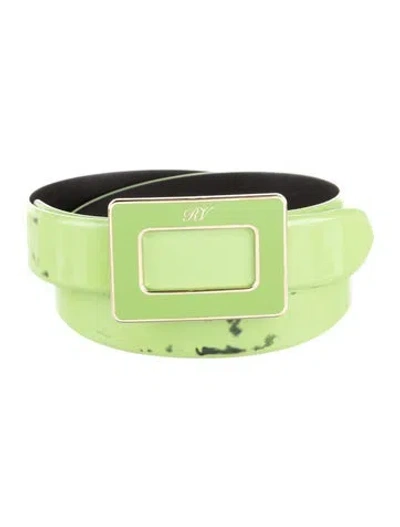Pre-owned Roger Vivier Patent Leather Belt In Green