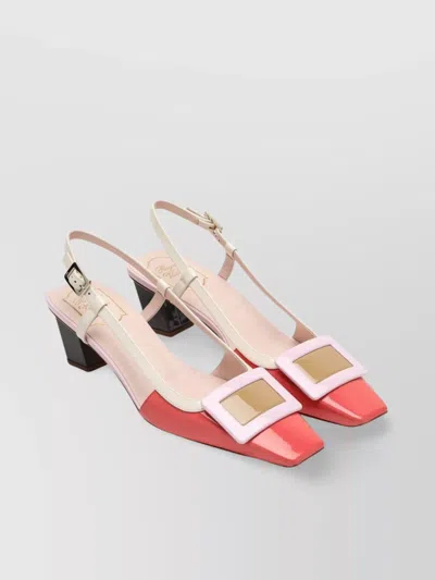 Roger Vivier Patent Leather Block Heel Slingback Pumps