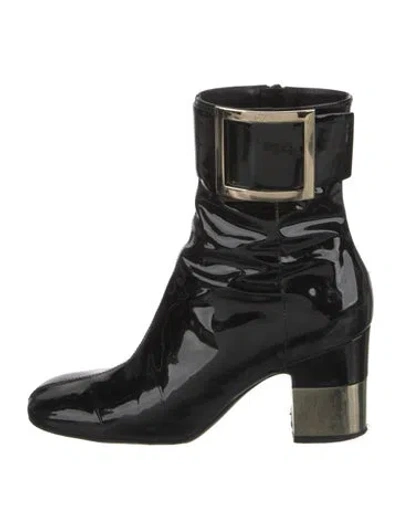 Pre-owned Roger Vivier Patent Leather Boots In Black