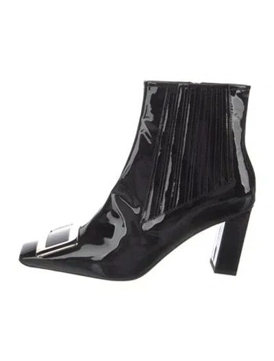 Pre-owned Roger Vivier Patent Leather Boots In Black