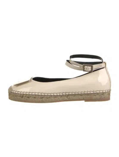 Pre-owned Roger Vivier Patent Leather Braided Accents Espadrilles In Neutrals