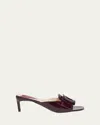 Roger Vivier Patent Leather Buckle Mule Sandals In Purple