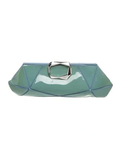 Pre-owned Roger Vivier Patent Leather Clutch In Green
