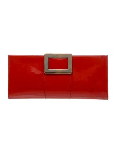 Pre-owned Roger Vivier Patent Leather Clutch In Red