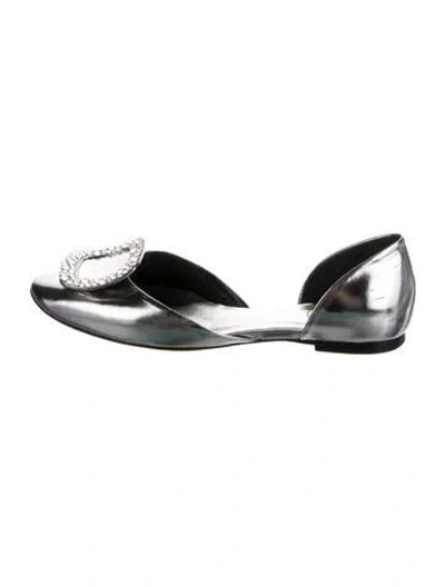 Pre-owned Roger Vivier Patent Leather Crystal Embellishments D'orsay Flats In Silver