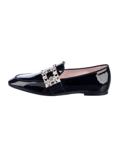 Pre-owned Roger Vivier Patent Leather Crystal Embellishments Loafers In Black
