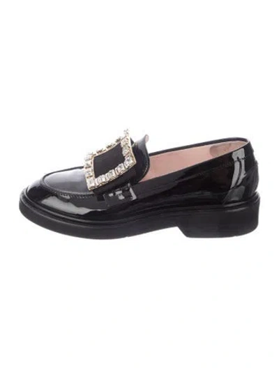 Pre-owned Roger Vivier Patent Leather Crystal Embellishments Loafers In Blue